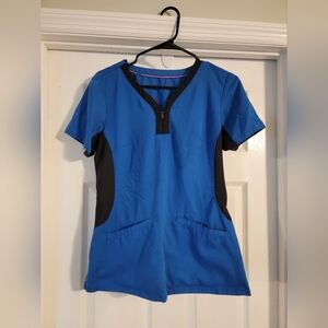 Healing Hands yoga scrub top blue medium